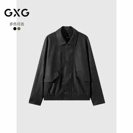 GXG男装 翻领通勤休闲夹克PU皮质宽松夹克男士外套2025秋季新品图片
