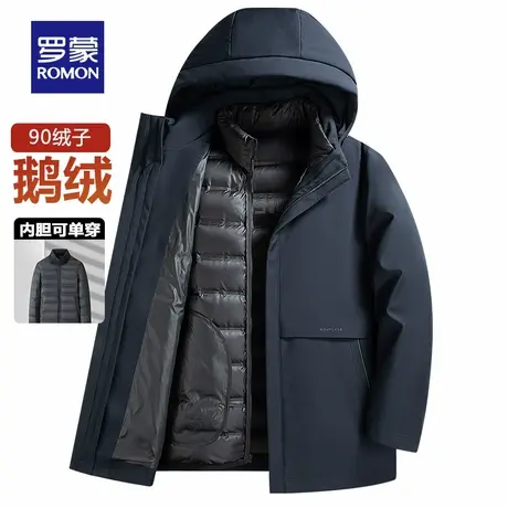 【鹅绒+可拆卸内胆】罗蒙爸爸冬装外套加厚保暖中老年派克羽绒服商品大图