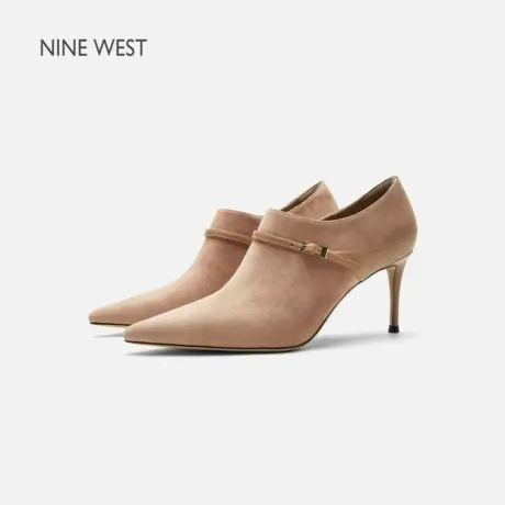 Nine West/玖熙尖头时装靴女2025秋季新款高跟及踝靴时尚反绒短靴商品大图