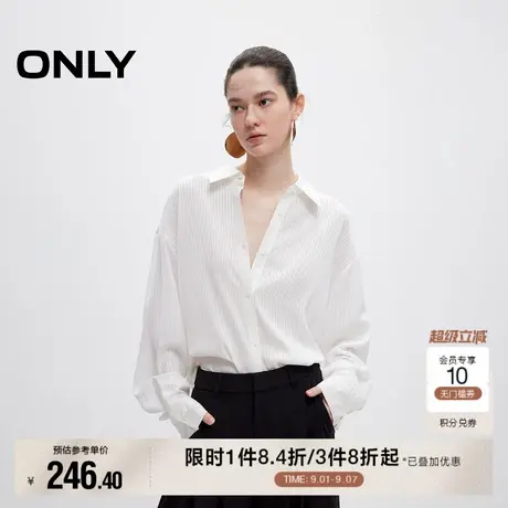 ONLY2025秋季新款通勤风微透宽松落肩袖翻领职场长袖白衬衫女商品大图