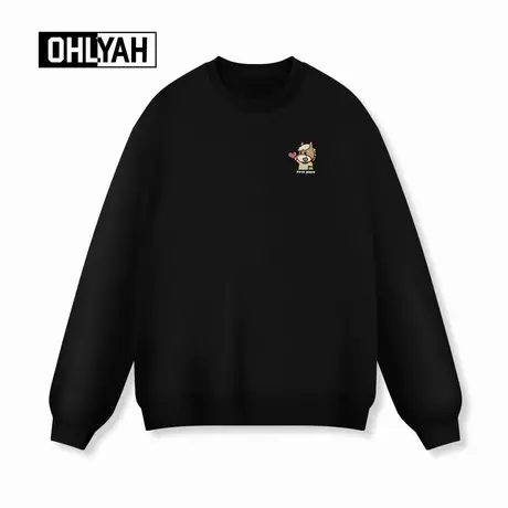 Ohlyah品牌秋冬简约爱心小马印花情侣落肩休闲卫衣男女款大码圆领商品大图