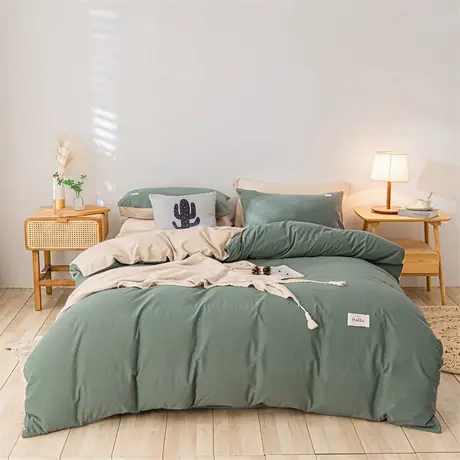 恒源祥被套全棉纯棉亲肤裸睡单件简约双拼被罩单人双人四季可用商品大图