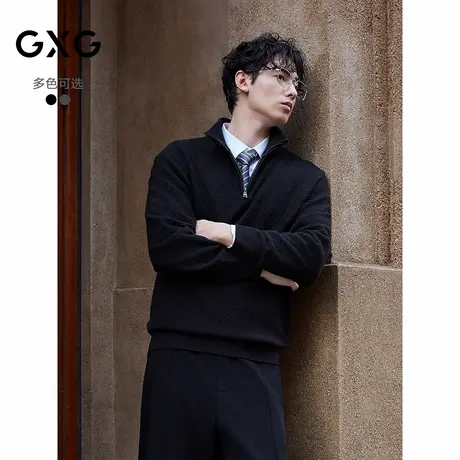 GXG男装 半开襟高领毛衫暗纹提花针织衫通勤毛衣 2025年冬季新品图片