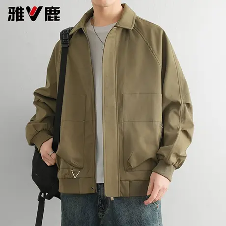 雅鹿外套男 2026春秋季新款男休闲简约百搭翻领工装夹克外套男潮商品大图