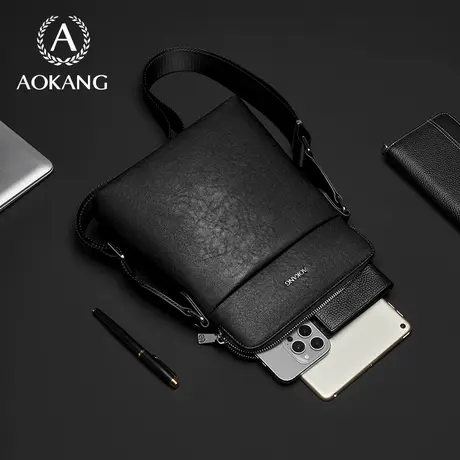 奥康单肩包男2025新款男士包包真皮大容量斜挎包高级感商务通勤包图片