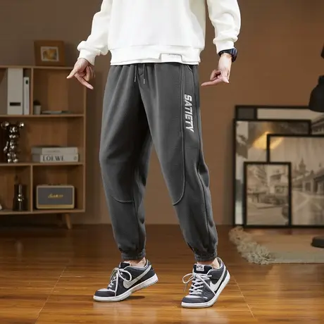 唐狮秋冬运动裤男潮牌宽松摇粒绒休闲长裤子男束脚裤卫裤商品大图