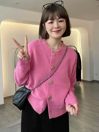 2023秋季新款宽松软糯设计感毛衣女小众韩系针织开衫外套减龄上衣商品大图