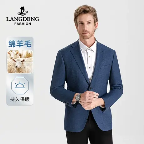 浪登男士羊毛商务西服2023秋冬新款英伦风休闲保暖西装外套单西男商品大图