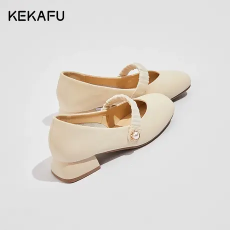 珂卡芙小香风单鞋女2023新款秋季晚晚风温柔鞋中跟粗跟玛丽珍女鞋图片