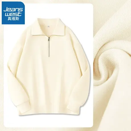 VR真维斯半拉链卫衣女款2023新款爆款秋冬季美式Polo翻领上衣外套图片