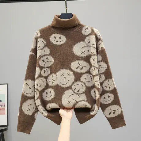22150新款韩版宽松高领长袖套头加厚针织衫毛衣女百搭上衣内搭图片