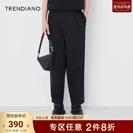 TRENDIANO官方潮牌秋季新款男装时尚针织直筒休闲裤男士宽松长裤商品大图