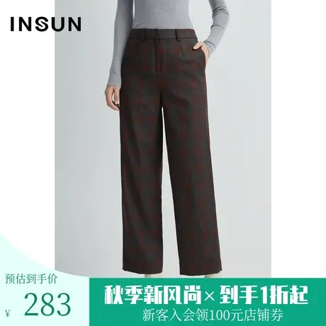 恩裳商场同款春秋季新款垂感时尚简约绵羊毛直筒西裤女长裤商品大图