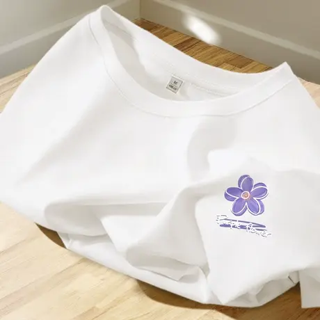 ZR真维斯白色短袖女夏季 2023新款宽松t恤女美式休闲感纯棉女上衣商品大图