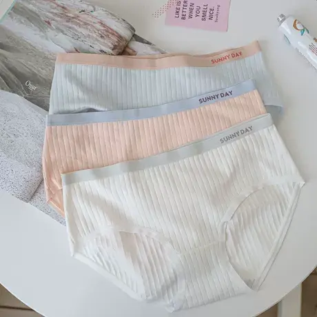 运动风撞色纯棉内裤女生中腰四季日系少女安全裤全棉三角短裤夏薄商品大图