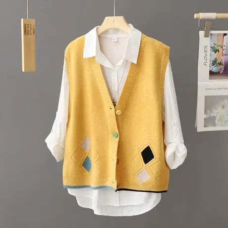 秋冬2024年新款针织马甲女开衫背心外穿坎肩叠穿毛衣马夹外搭上衣图片