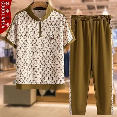 大码中老年女装夏季运动服两件套宽松洋气短袖上衣妈妈休闲套装女商品大图