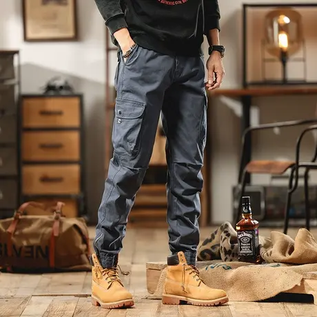 重磅水洗工装裤男潮流裤子时尚束脚工装裤宽松大码百搭高颜值裤子商品大图