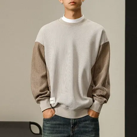 百搭休闲大码卫衣圆领时尚大码卫衣秋冬款纯色男款帅气百搭卫衣图片