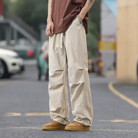 山系降落伞兵工装裤男女夏季薄款美式潮牌宽松休闲裤微喇直筒长裤商品大图