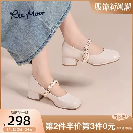 REEMOOR睿慕2024春季新款商场同款厚底玛丽珍鞋浅口小皮鞋单鞋女商品大图