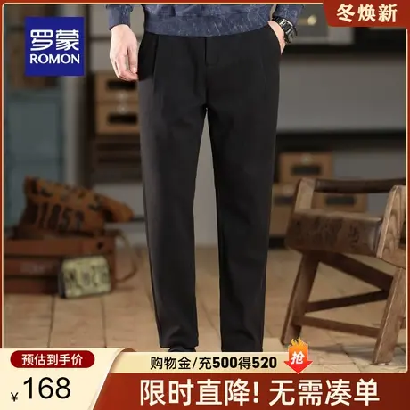 【抗菌】罗蒙男士加厚休闲裤2024春秋新款宽松半松紧腰保暖锥形裤图片
