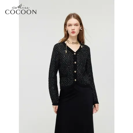 【秋上新】missCOCOON小香风开衫上衣2023秋装新款女装薄款针织衫商品大图