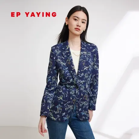 EP雅莹女装 一粒扣国风新中式印花西装外套 2024春装新款1135A商品大图