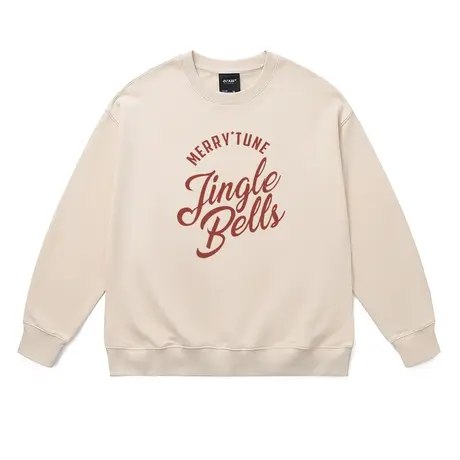 酒红色字母印花圣诞卫衣加绒加厚oversize节日氛围高级感保暖上衣图片