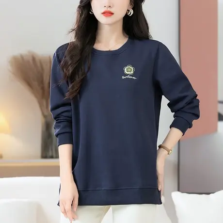 妈妈卫衣女春秋季新款宽松加肥加大码女装中老年休闲百搭显瘦上衣商品大图