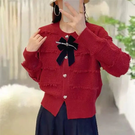 女士毛衣外套针织衫2024年新款爆款洋气时尚百搭开衫春秋外穿上衣商品大图