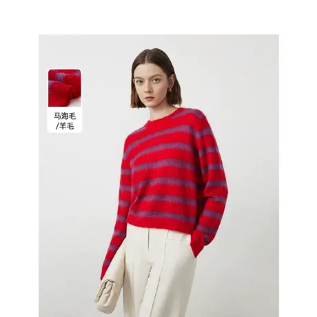 【意大利设计】朗姿纯羊毛法式高级感长袖毛针织衫2023年冬季新款商品大图