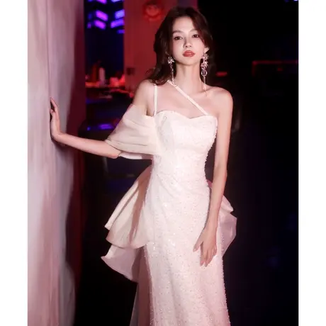 高定晚礼服裙女主持人鱼尾高级感设计感钢琴演奏美声独唱声乐艺考图片