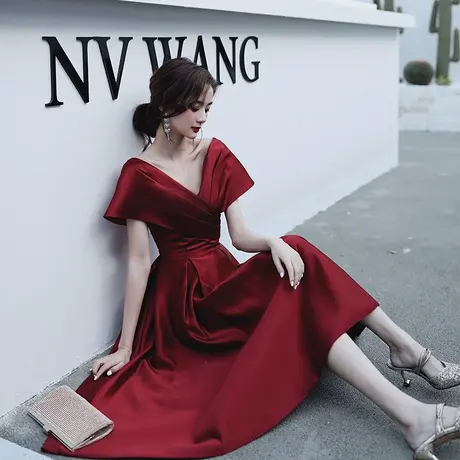 敬酒服新娘2023新款春季小个子婚礼酒红色礼服孕妇显瘦平时可穿夏商品大图