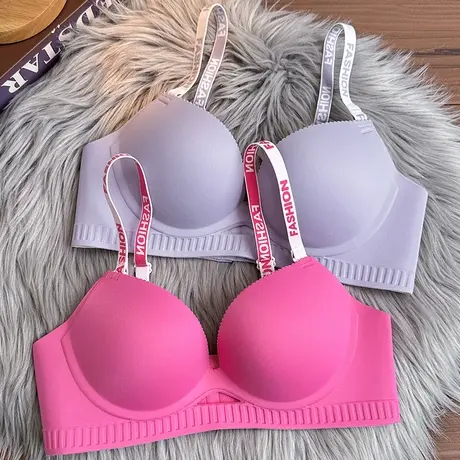 多巴胺内衣女小胸聚拢显圆显大无钢圈上托防下垂酷辣字母文胸罩商品大图