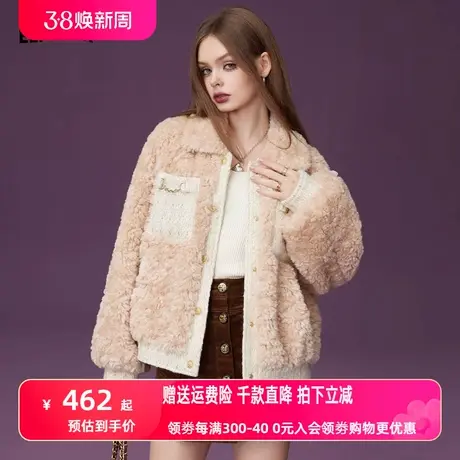 妖精的口袋粗花呢小香风外套女2023冬季新款拼接气质短款呢子大衣图片