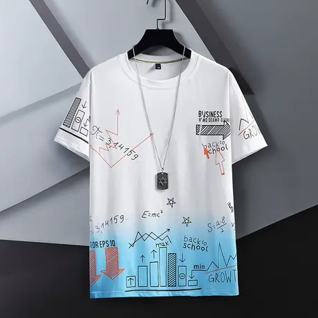 初中学生潮牌短袖t恤12夏装13男孩圆领半袖15岁青少年大童16薄款商品大图