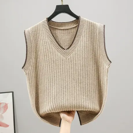 针织马甲背心外套春秋外搭女士毛衣秋冬款外穿宽松潮韩版V领马夹图片