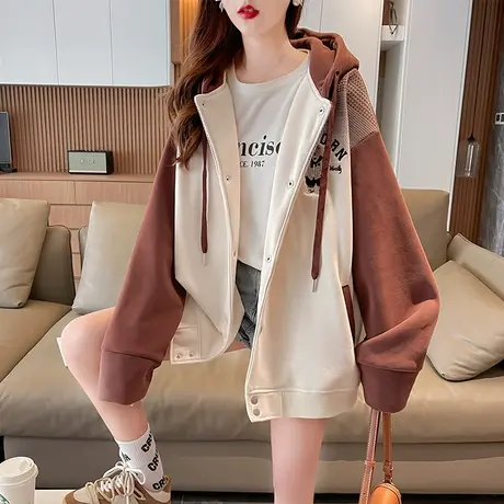 外套女秋冬季韩版宽松大码加绒加厚设计感小众小个子棒球服开衫潮商品大图