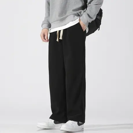 灯芯绒雪尼尔阔腿工装裤男士2023新款直筒宽松春秋季休闲裤男卫裤商品大图