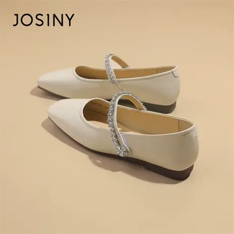 Josiny/卓诗尼玛丽珍平底女鞋2024新款单鞋浅口一字带配裙子粗跟商品大图
