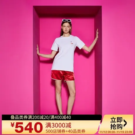 Juicy Couture橘滋2023新款火烈鸟印花女T恤图片