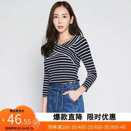 【断码XS/S】艾格条纹针织衫春季女装新品休闲宽松薄款上衣W241图片