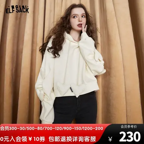 妖精的口袋短款连帽卫衣女2023秋季新款小个子宽松套头长袖上衣图片