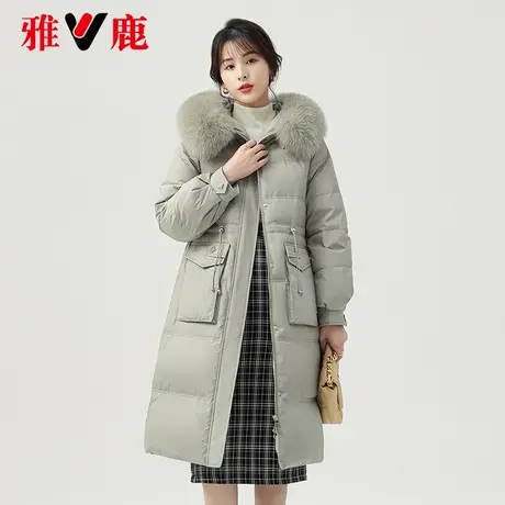 雅鹿大狐狸毛领羽绒服女中长款2022冬季新款时尚宽松连帽外套高端商品大图