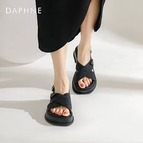 达芙妮厚底凉鞋女2023年新款夏季女款运动拖鞋高跟休闲鞋百搭鞋子图片