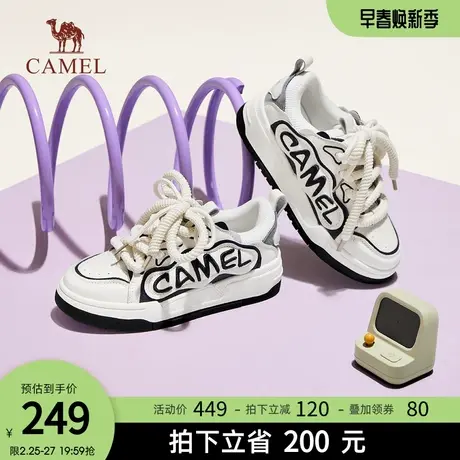 骆驼女鞋2023夏秋季新款复古小白鞋百搭休闲百搭板鞋面包鞋商品大图