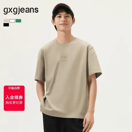 gxg.jeans男装  重磅多色简约字母休闲宽松圆领短袖T恤25年夏新品图片