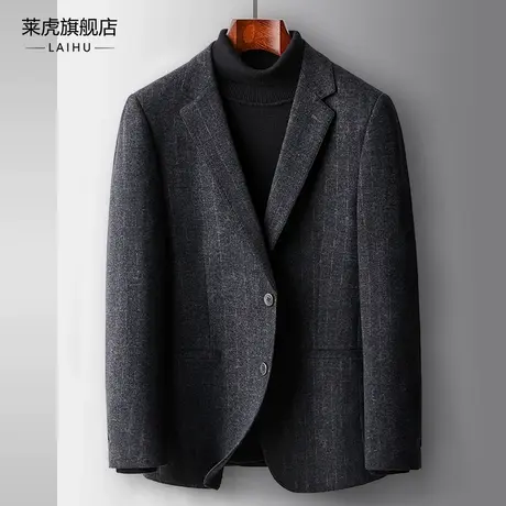 秋冬季休闲西装外套男士修身潮流帅气时尚单件条纹小西服男上衣潮商品大图