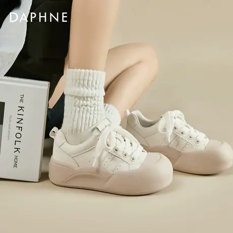 达芙妮厚底松糕小白鞋女2025新款春夏板鞋丑萌面包鞋德训大头鞋子商品大图